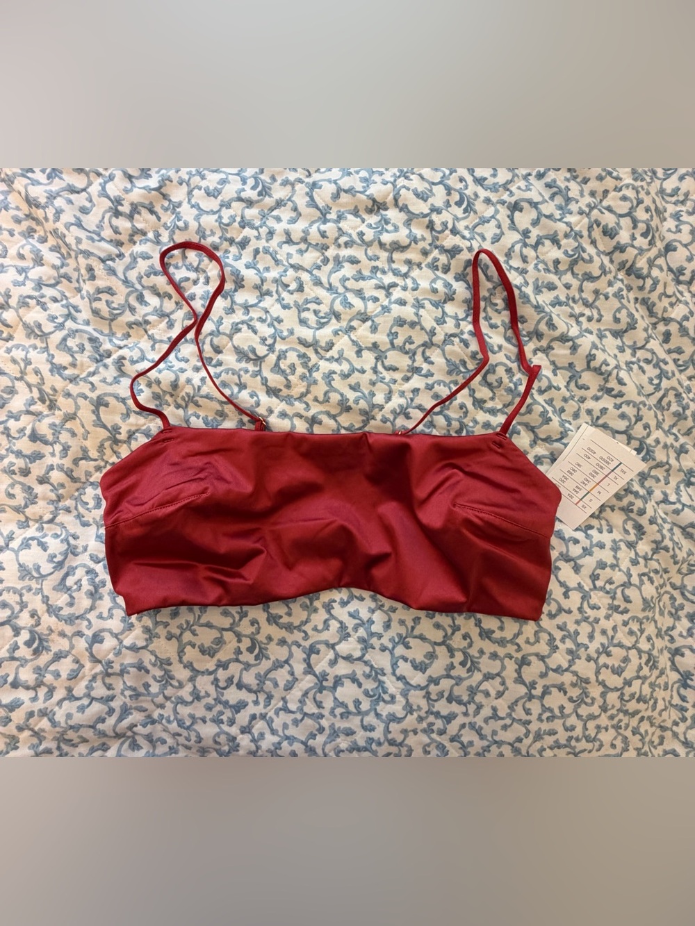 Auden Red Satin Unlined Scoop-Neck Bralette Size Small NWT